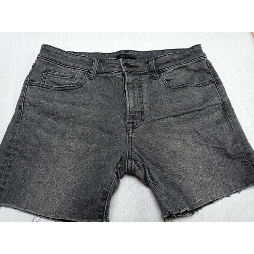 Uniqlo Women Black Denim Jean Cut Off Bermuda Shorts 32 Stretch 3" Inseam